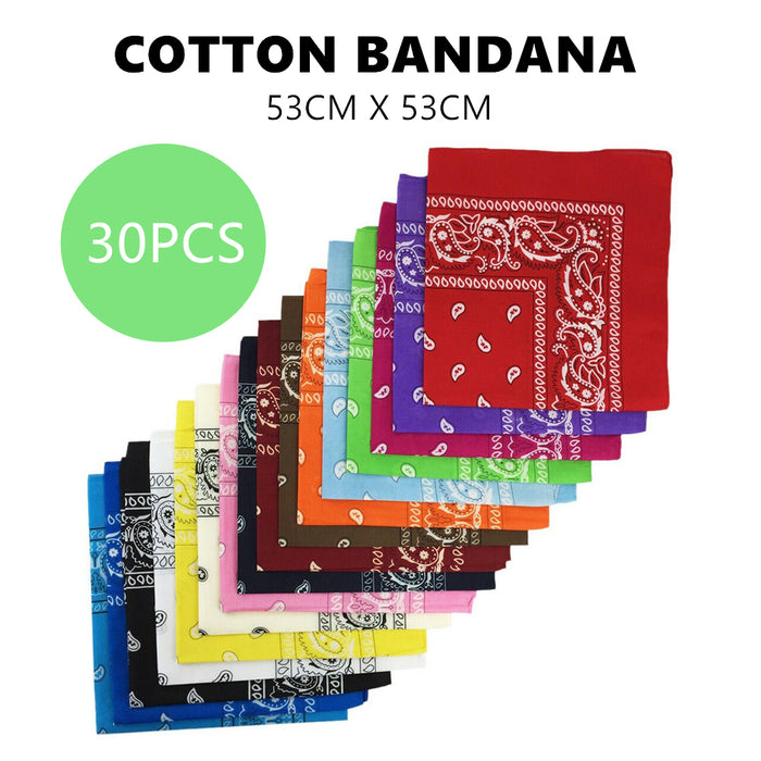 30PCS BANDANA Paisley Head Wrap 100% Cotton Bandanna Scarf Headwrap Durag