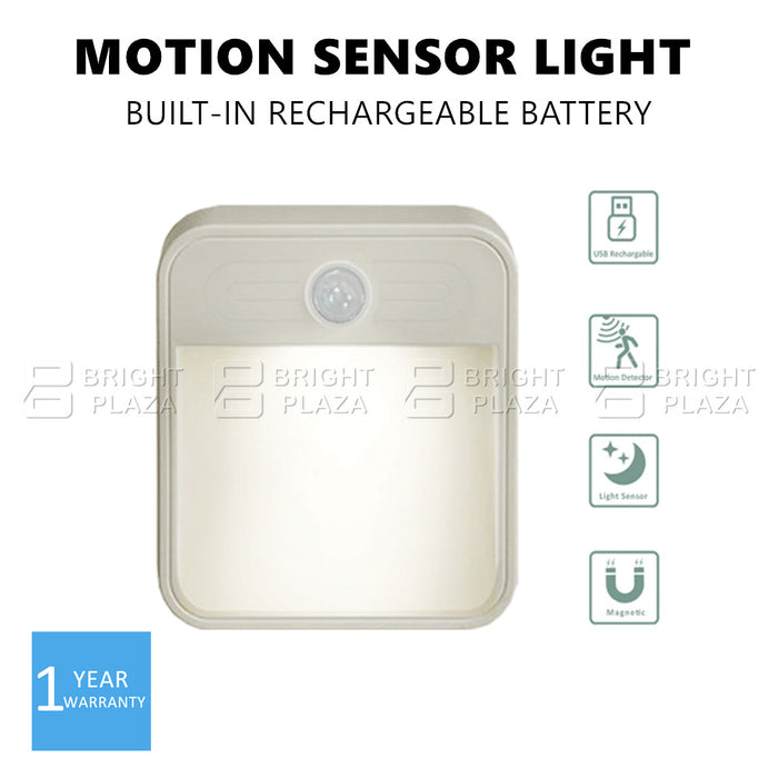 USB Rechargeable Motion Detector Sensor Night Light Lamp Home Lighting Magnetic