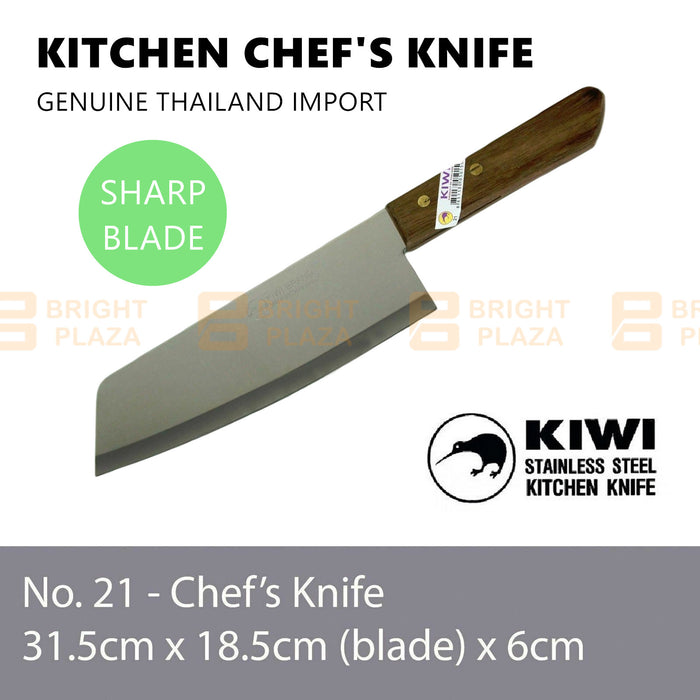 KIWI Knife Stainless Steel Blade Kitchen Chef Knives Cook Cleaver Wood No. 21