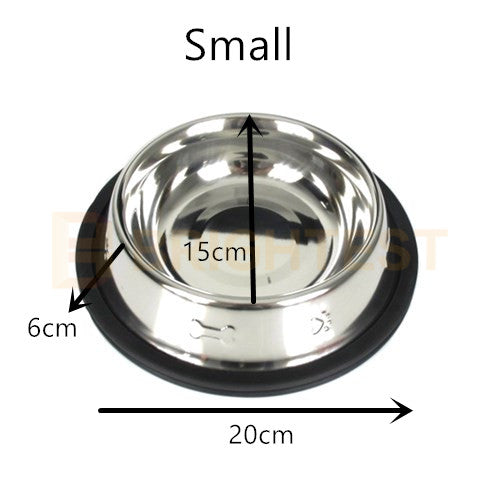 Stainless Steel Pet Bowl Water Bowls Portable Anti Slip Feeder Dog Cat Embossed