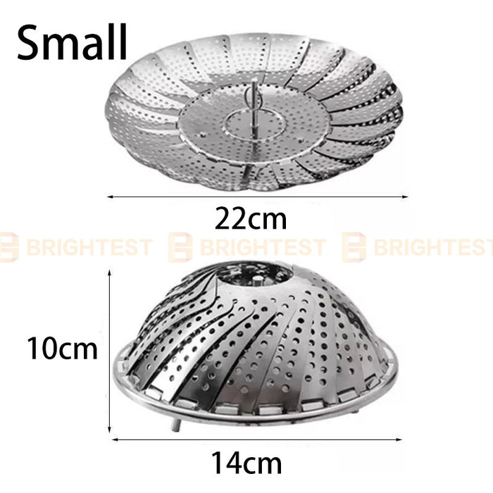 Stainless Steel Steamer Basket Folding Multi-Function Steam Tray Plate Vegetable