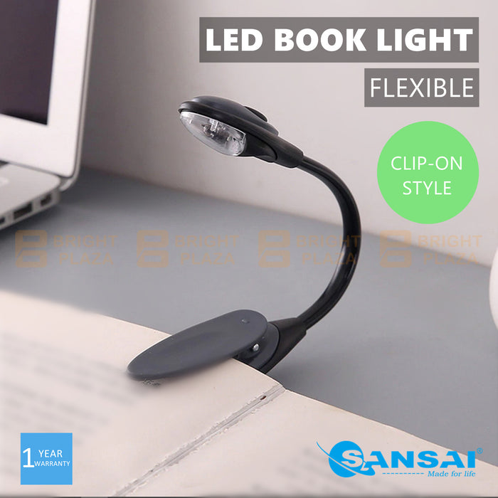 LED Reading Book Light Lamp Clip On Clamp Bed Portable Bendable Battery Powered