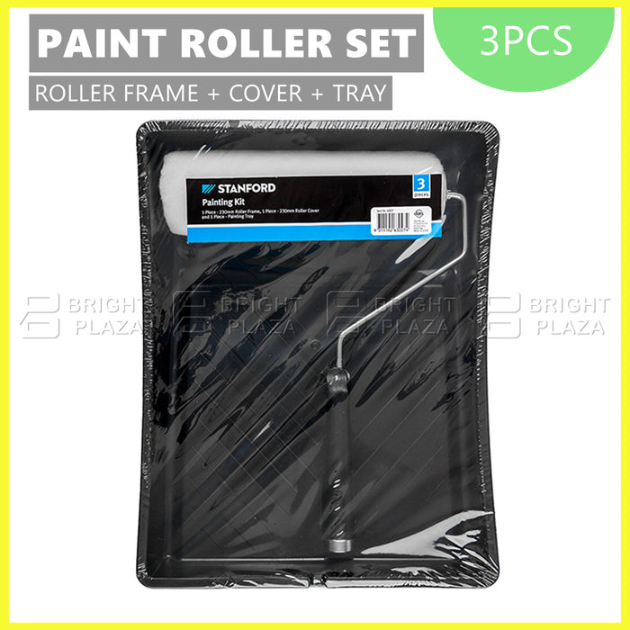 3pcs Painting Kit Paint Roller Tray Set Household Home DIY Décor Decorating Wall Ceiling