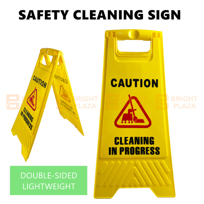 Cleaning in Progress Safety Sign Caution Slippery Hazard Warning Wet Floor Yellow
