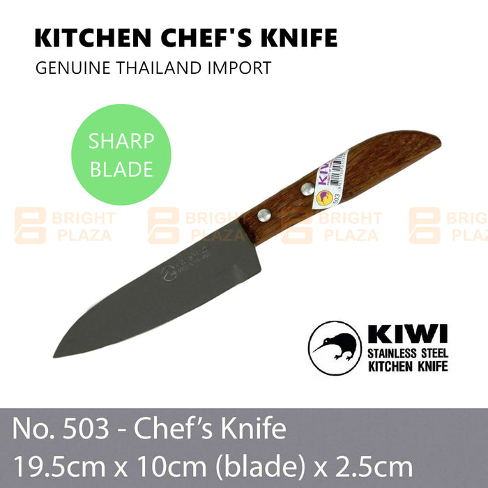 KIWI Knife Stainless Steel Blade Kitchen Chef Knives Cook Cleaver Wood No. 503