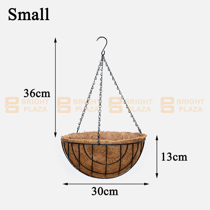 Garden Hanging Basket With Liner & Chain Flower Plant Pots Planters Baskets Coir