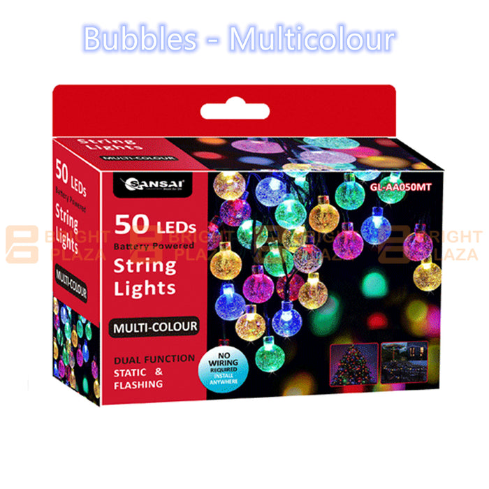 50 LED String Lights Outdoor Fairy Globe Bubble Light Battery Powered Party Christmas