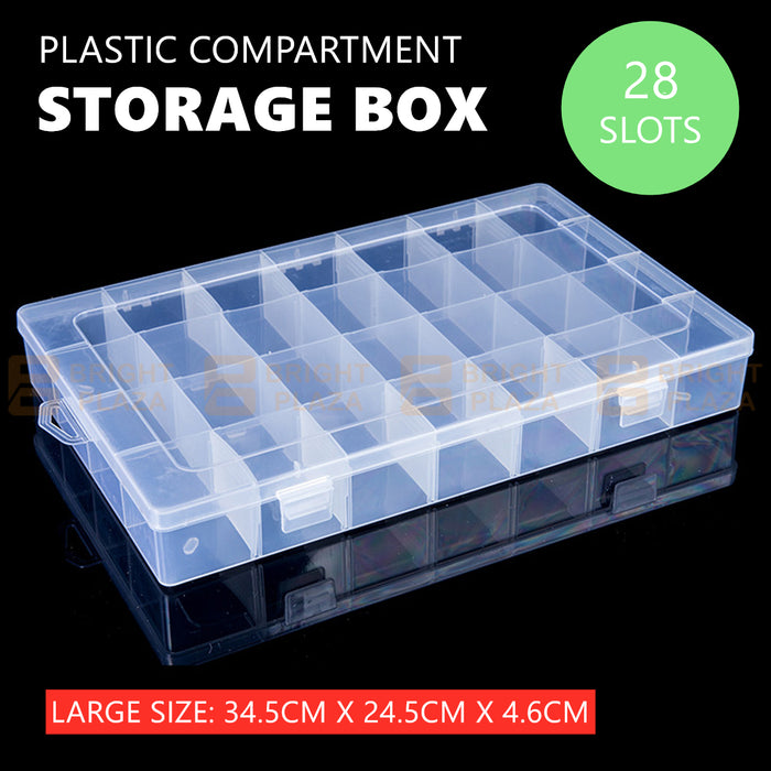 Large Plastic Compartment Storage Box Container Jewellery Bead Craft Organiser Case