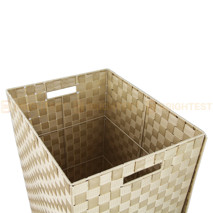 3pcs Woven Strap Laundry Basket Hamper Storage Clothes Washing Bin with Lid