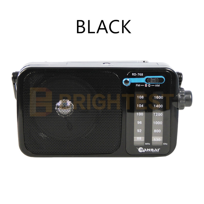 Portable AM/FM Radio Battery Powered AC/DC Earphone Plug Jack Speaker Antenna
