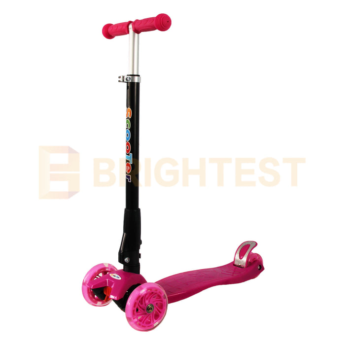 Foldable Kids Scooter Adjustable Height Flashing LED Lights 3 Wheels Kick Push Skate