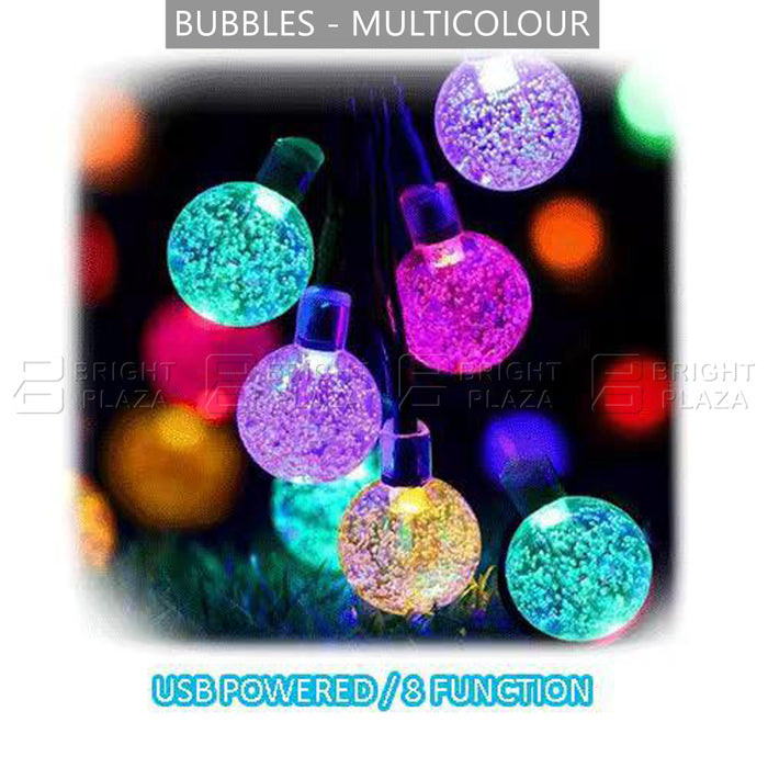 100 LED String Lights Outdoor Fairy Globe Bubble Light USB Powered Party Christmas
