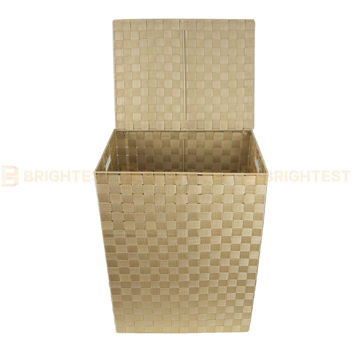 3pcs Woven Strap Laundry Basket Hamper Storage Clothes Washing Bin with Lid