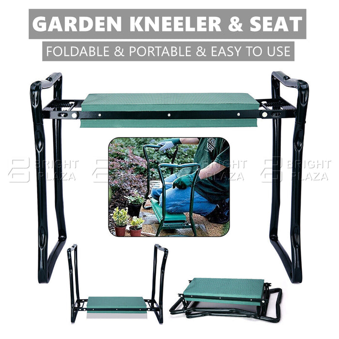 Garden Kneeler & Seat Stool Tool Outdoor Bench Foam Knee Pad Foldable Chair Portable
