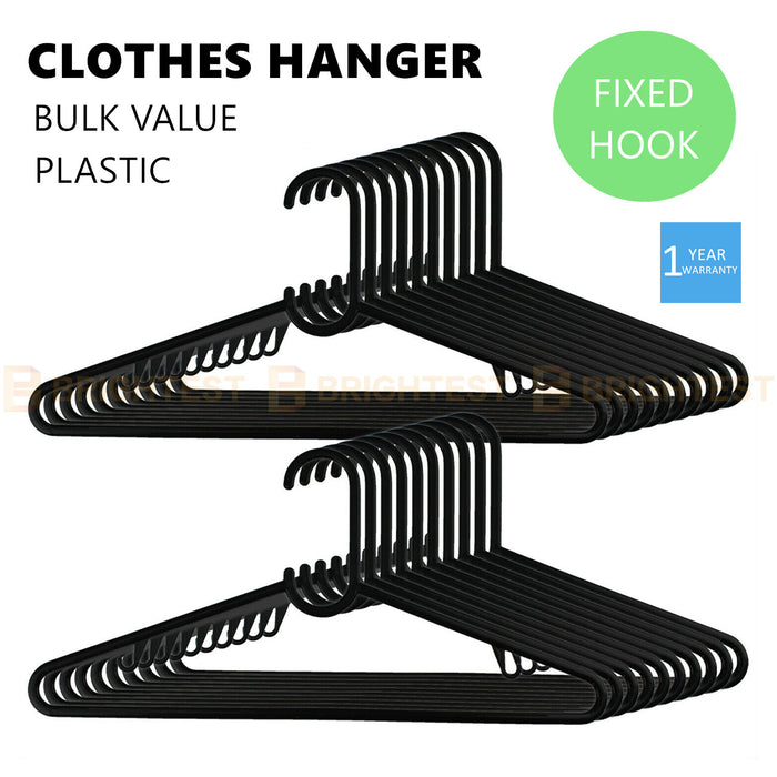 Plastic Coat Hangers Clothes Bulk Black Clothing Coathangers Shirt Suit Fixed Hook