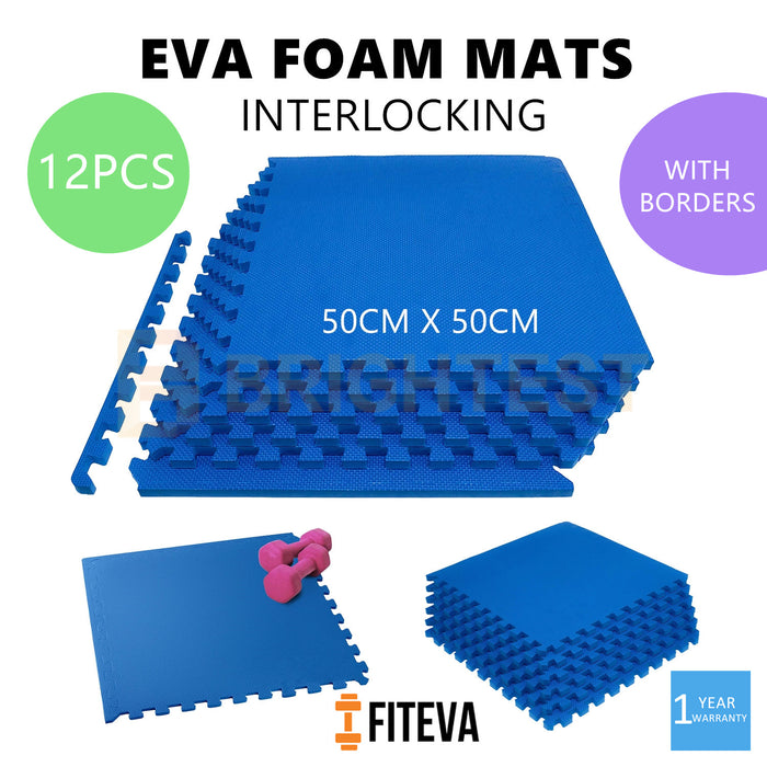 12PCS Interlocking Foam Flooring Heavy Duty Eva Mats Tiles Gym Garage Kids Puzzle