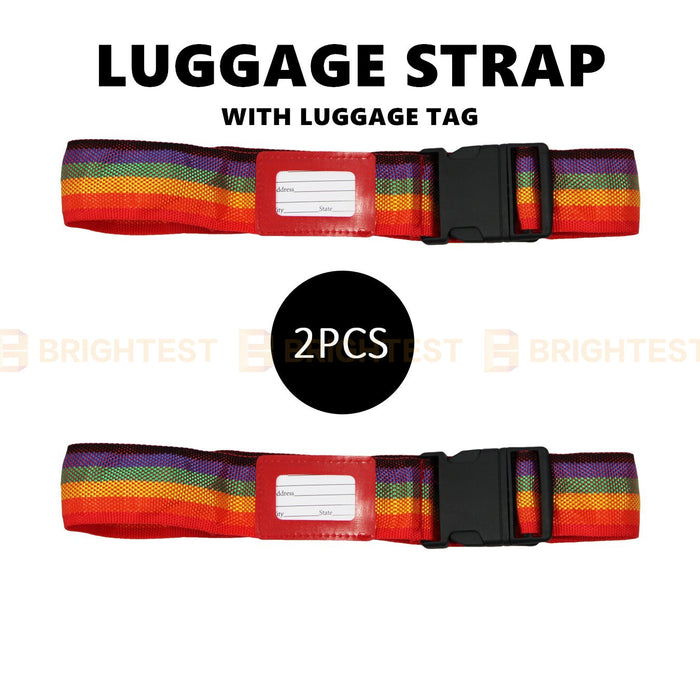 2 Piece Travel Luggage Strap Adjustable Buckle Baggage Belt