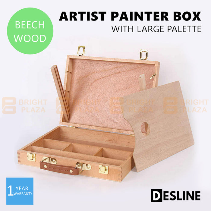 Artist Painting Painter Wooden Storage Box Easel Palette Beech Wood Organiser Case