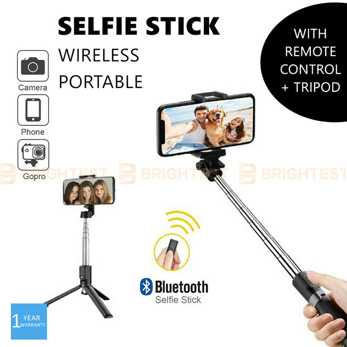 Wireless Bluetooth Selfie Stick Hand Held Tripod Remote Extendable Portable Pocket