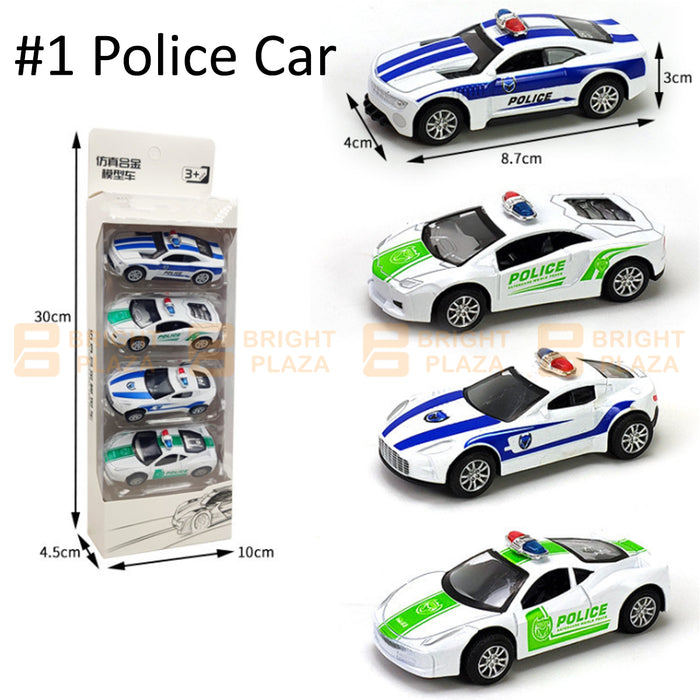 4pk Mini Diecast Toy Cars Set Vehicle Sports Car Bus SUV Bus Kids Toys Pull Back Race