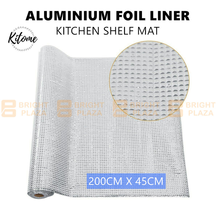 Kitchen Shelf Drawer Liner Aluminium Foil Mat Non-Adhesive Roll Oil-Proof 45 x 200cm