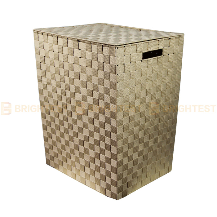 3pcs Woven Strap Laundry Basket Hamper Storage Clothes Washing Bin with Lid