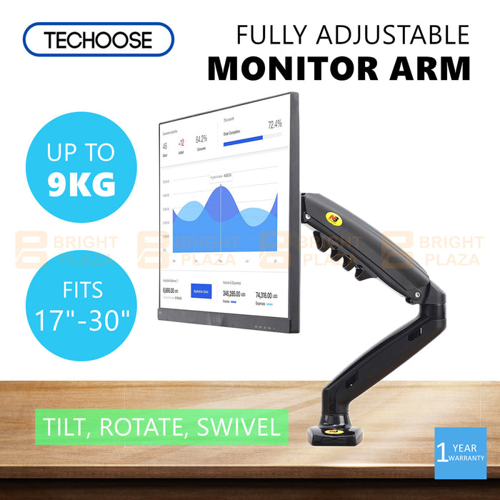 F80 Monitor Arm Stand Gas-Strut Desktop Display Mount Bracket Full Motion 2-9kg