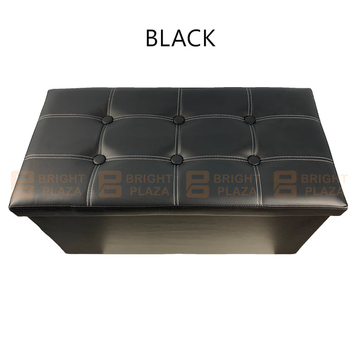 Large Folding Ottoman Storage Footstool Stool Box Pouf Seat Bench Faux Leather Rec
