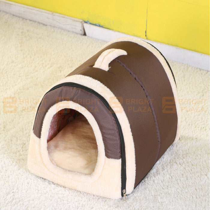 Pet Dog Cat House Kennel Soft Igloo Bed Cave Puppy Doggy Bed Warm Cushion Beds