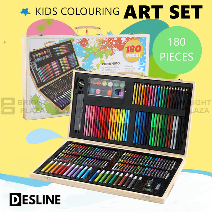 180PCS Kids Complete Art Set Box Case Paints Drawing Colour Pencils Pastels Artist Kit