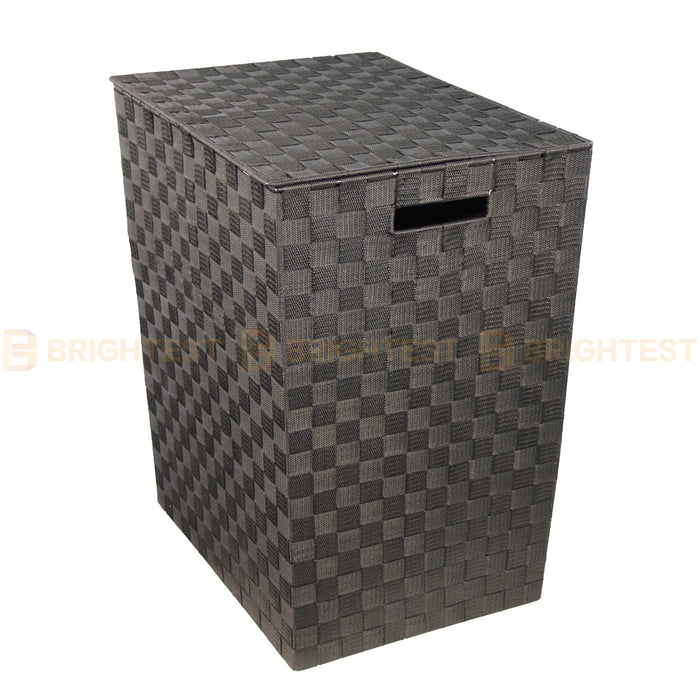 3pcs Woven Strap Laundry Basket Hamper Storage Clothes Washing Bin with Lid