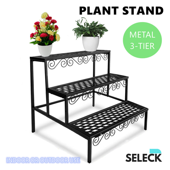 3 Tier Metal Plant Stand Flower Pot Planter Display Rack Garden Balcony Shelf Rectangle