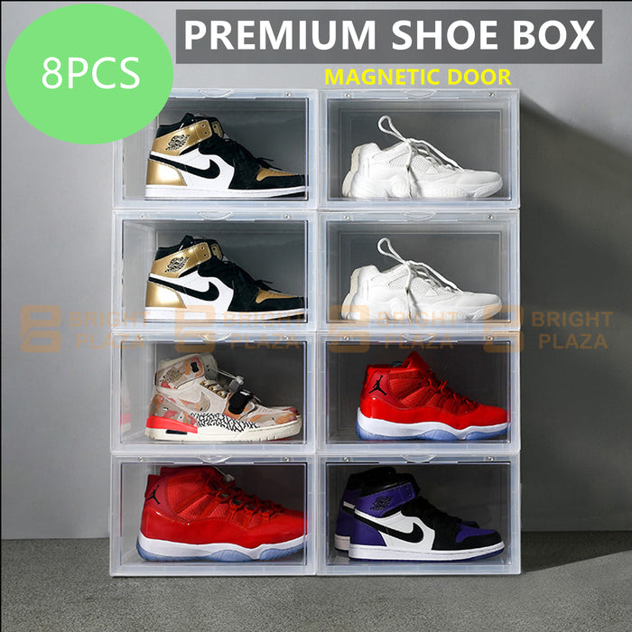 8PCS Premium Sneaker Display Shoe Box Storage Case Clear Plastic Boxes Stackable