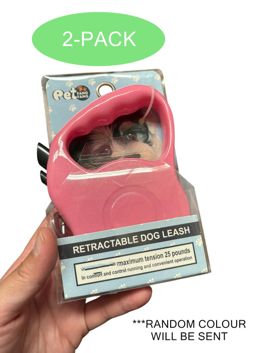 2x Retractable Dog Leash 3M Long | Heavy Duty | Small–Medium Dogs | Random Colour