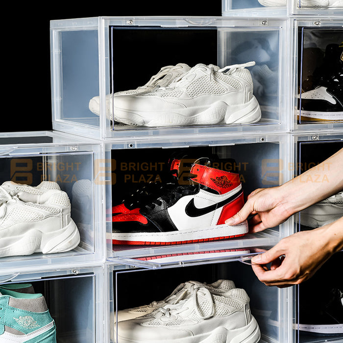8PCS Premium Sneaker Display Shoe Box Storage Case Clear Plastic Boxes Stackable