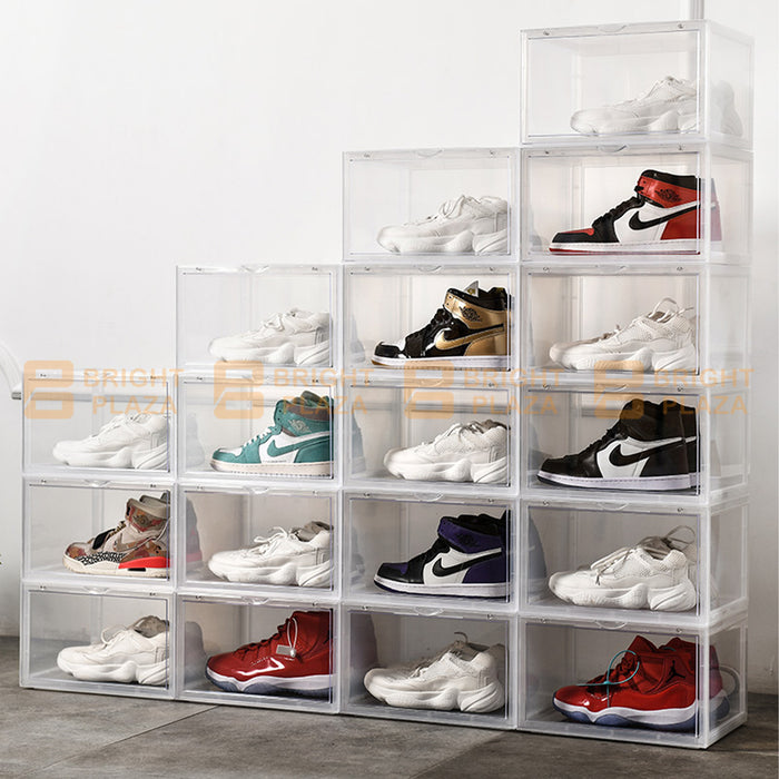 8PCS Premium Sneaker Display Shoe Box Storage Case Clear Plastic Boxes Stackable