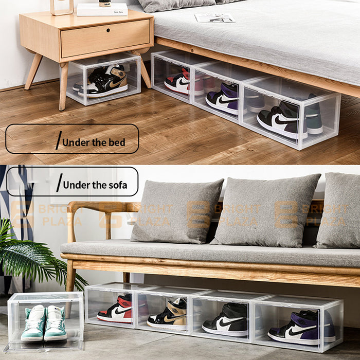 8PCS Premium Sneaker Display Shoe Box Storage Case Clear Plastic Boxes Stackable