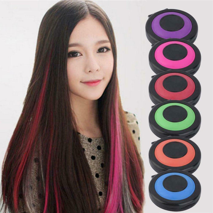 6pcs Hair Colour Hair Chalk Compacts Vibrant Colours Quick Easy