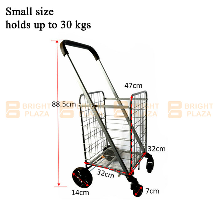 Portable Folding Shopping Cart Rolling Utility Trolley 4 Wheels Foldable Basket Grocery