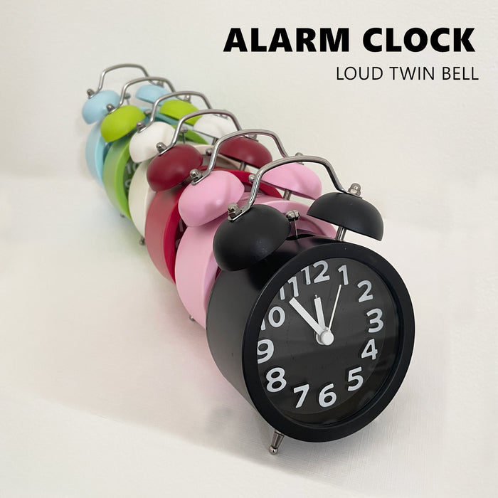 Vintage Double Bell Alarm Clock Retro Loud Clocks Battery Bedside Desk Analogue Twin