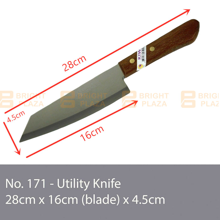 KIWI Knife Stainless Steel Blade Kitchen Chef Knives Cook Cleaver Wood No. 171