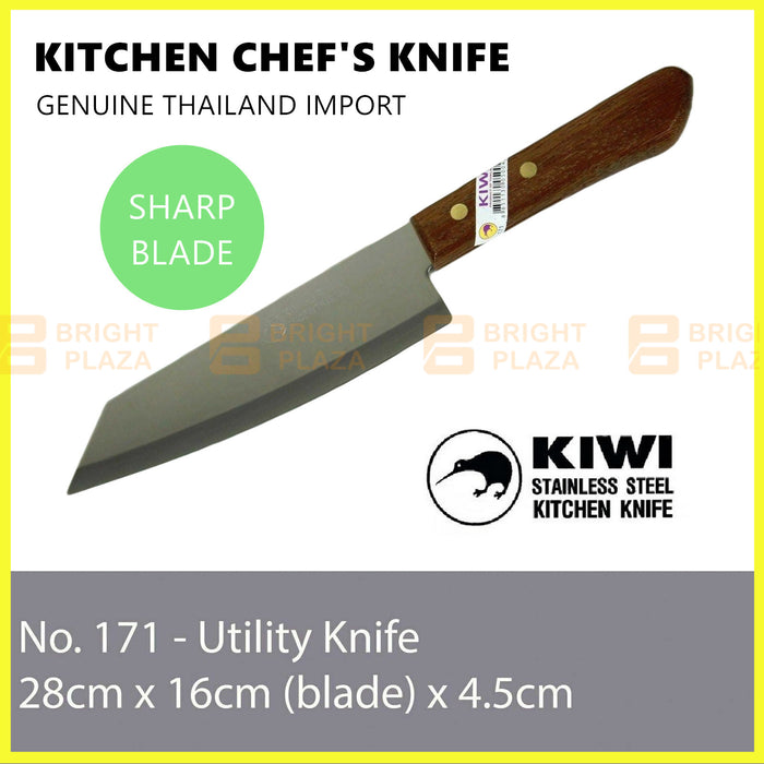 KIWI Knife Stainless Steel Blade Kitchen Chef Knives Cook Cleaver Wood No. 171