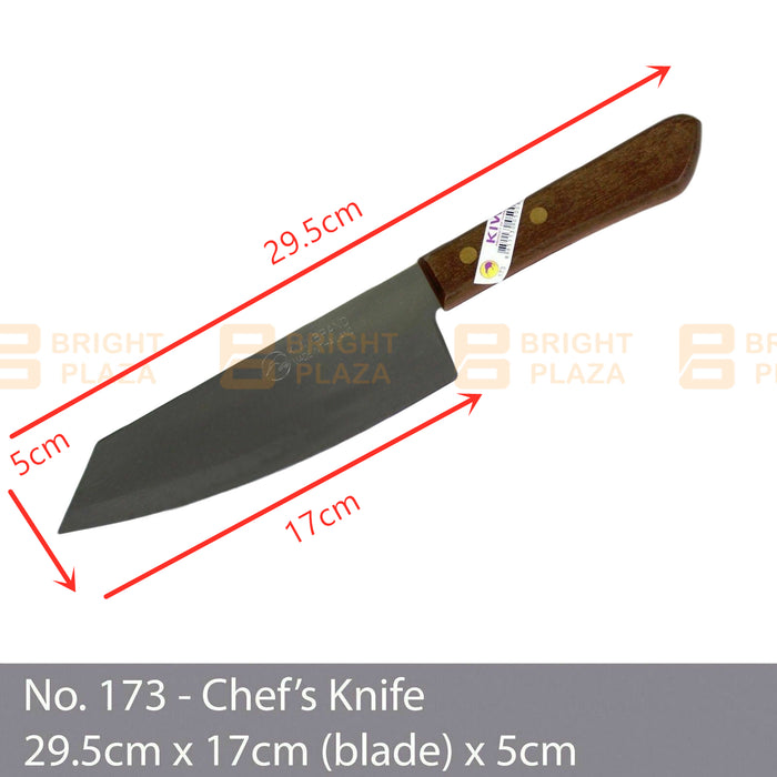 KIWI Knife Stainless Steel Blade Kitchen Chef Knives Cook Cleaver Wood No. 173