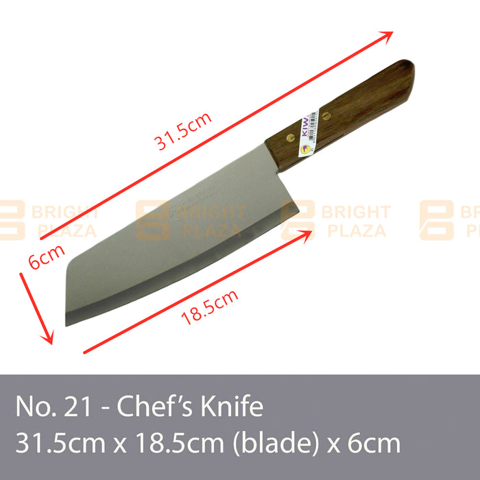 KIWI Knife Stainless Steel Blade Kitchen Chef Knives Cook Cleaver Wood No. 21