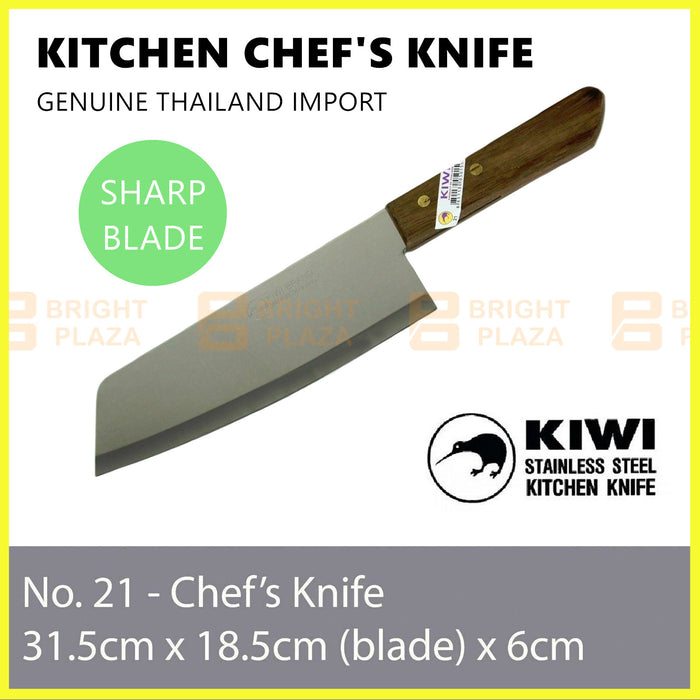 KIWI Knife Stainless Steel Blade Kitchen Chef Knives Cook Cleaver Wood No. 21