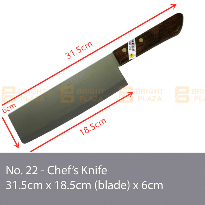 KIWI Knife Stainless Steel Blade Kitchen Chef Knives Cook Cleaver Wood No. 22