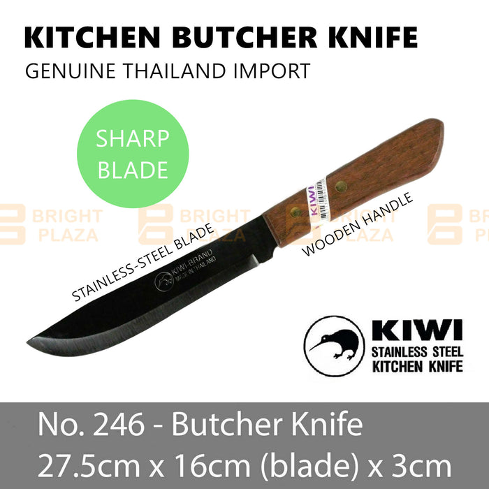 KIWI Knife Stainless Steel Blade Kitchen Chef Knives Cook Cleaver Wood No. 246