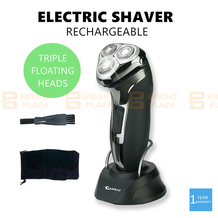 Electric Razor Shaver Side Burns Trimmer Washable Cordless 3 Head Rechargeable