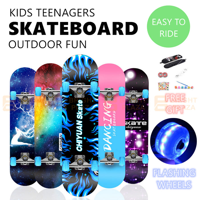 Kids Teenagers Skateboard Complete Set Up Beginner to Pro Boards Light Up Wheels