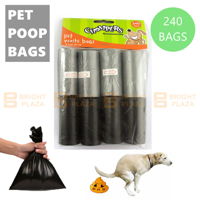 240PCS Pet Puppy Dog Waste Clean Bags Poop Poo Pick Up Disposable Plastic Bag